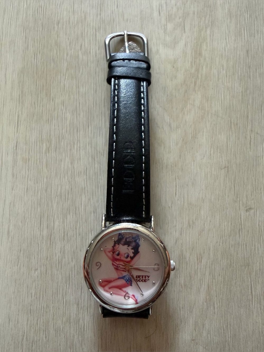 Vintage 2004 Glamorous USA Patriotic Betty Boop Watch w/ Leather Band